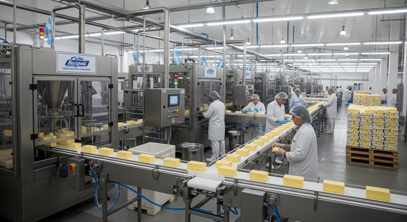 A butter production line in Argentina (AI-generated image).