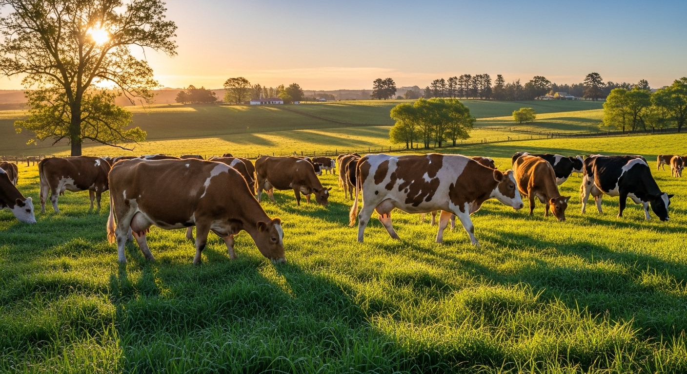 Dairy cows grazing in Argentina (AI-generated image)