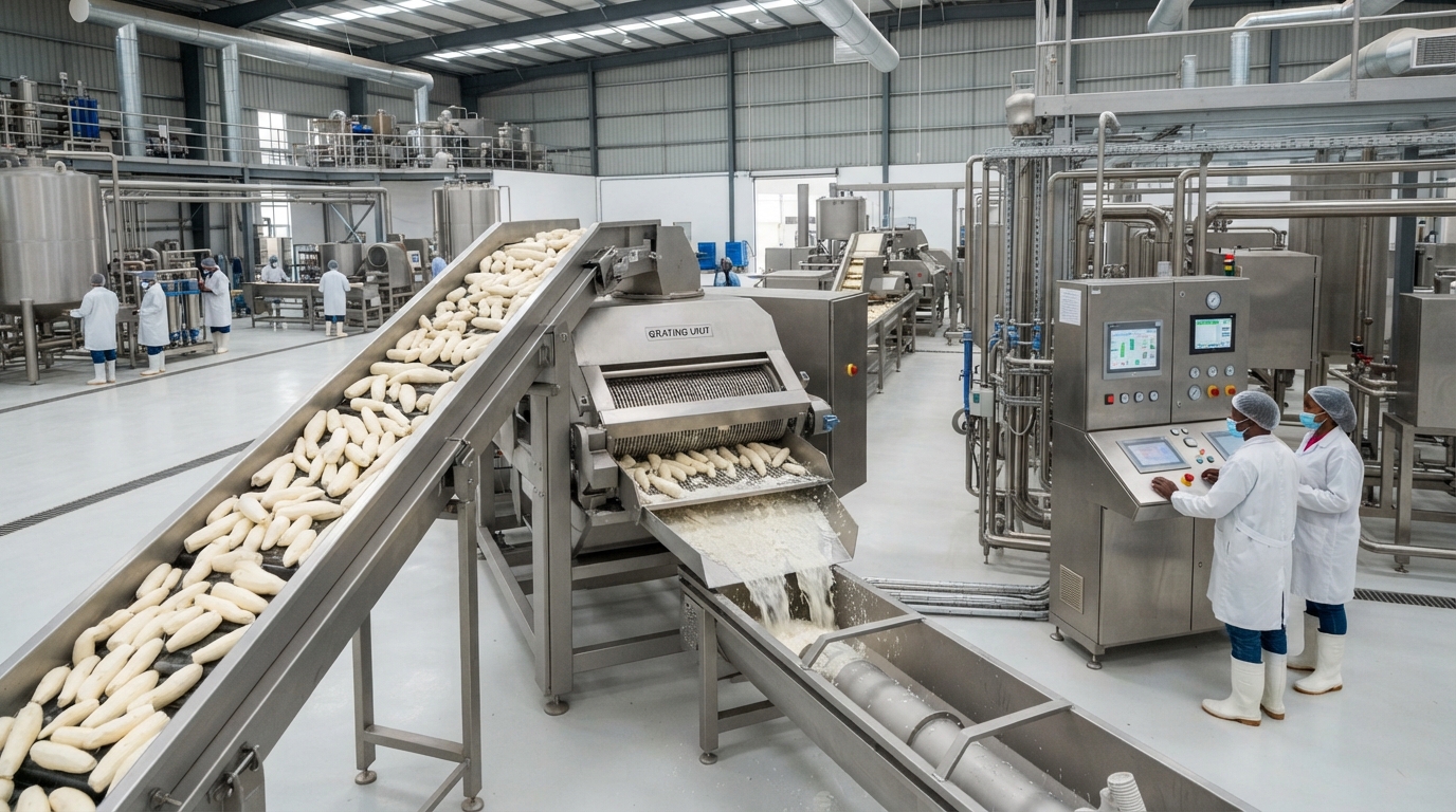 Nigerian Cassava Processing Facility (AI-generated image)
