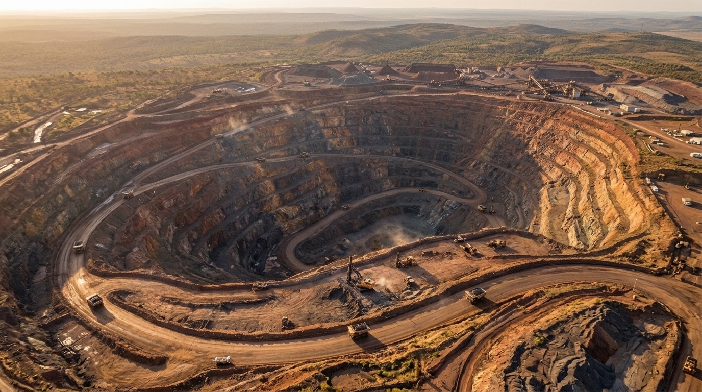 Mine de fer à ciel ouvert (image générée par l’IA)