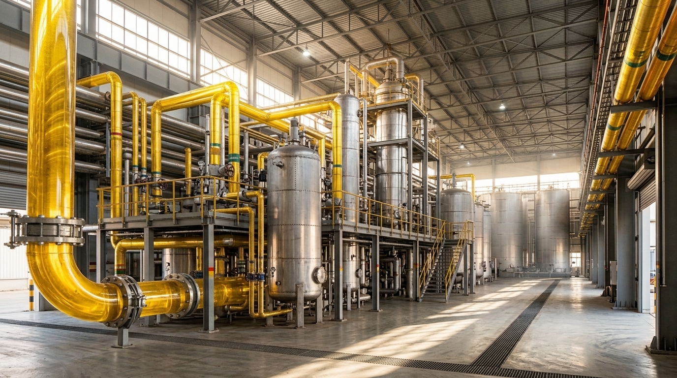 Refinería moderna de aceite vegetal (imagen generada por IA)